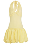 Halter Yellow A-line Short Bubble Dress