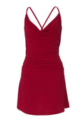 Red Cowl Neck Tight Mini Dress