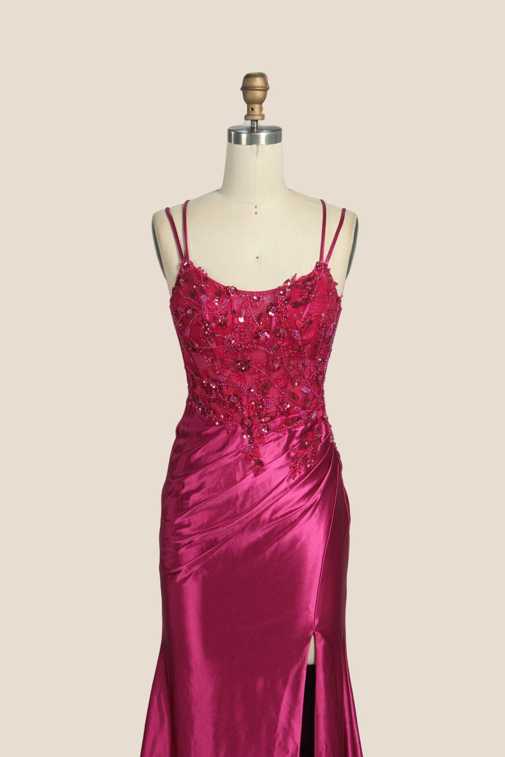 Double Straps Navy Blue Sequin Long Dress