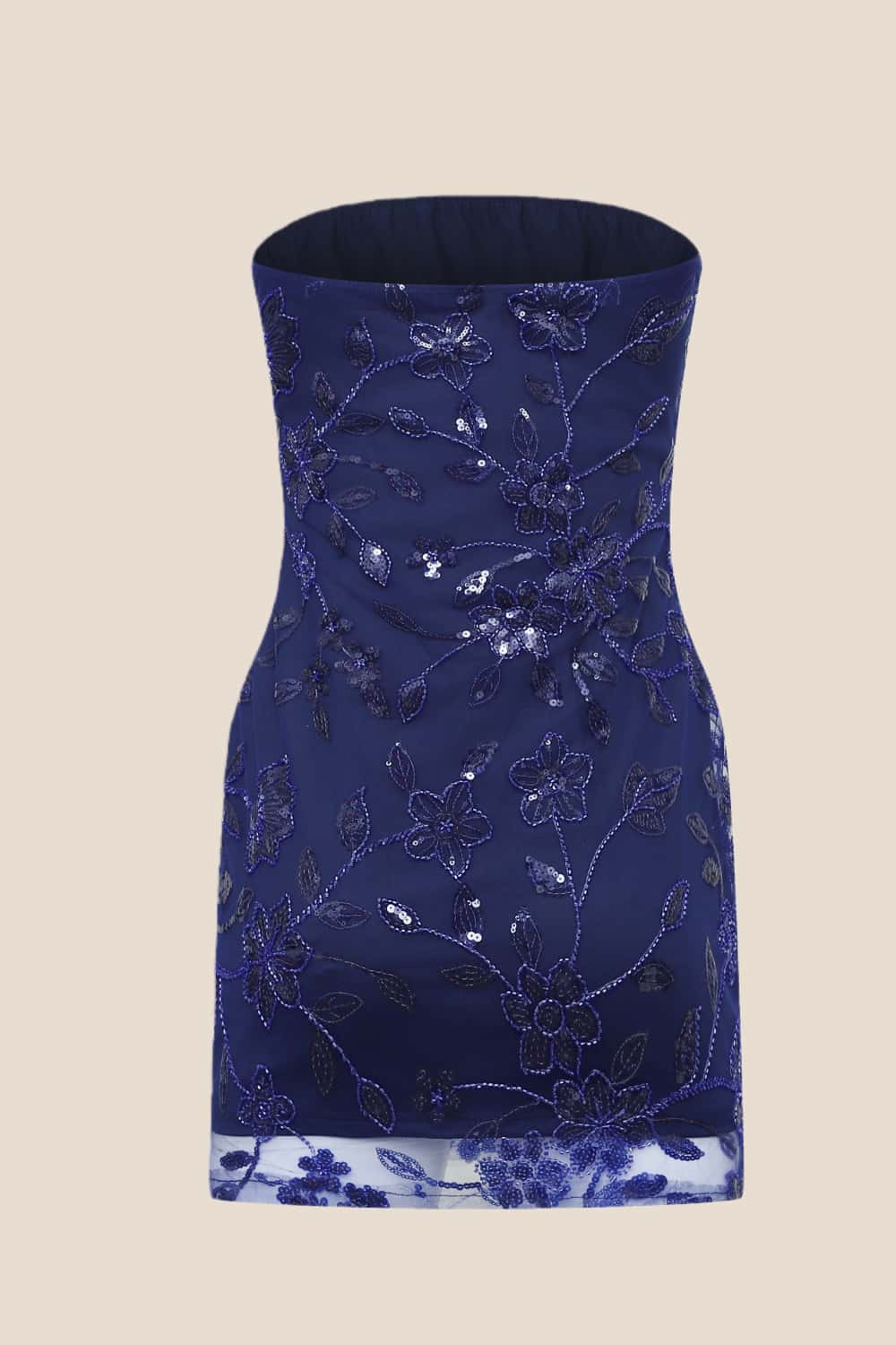 Purple Strapless Beaded Tight Mini Dress
