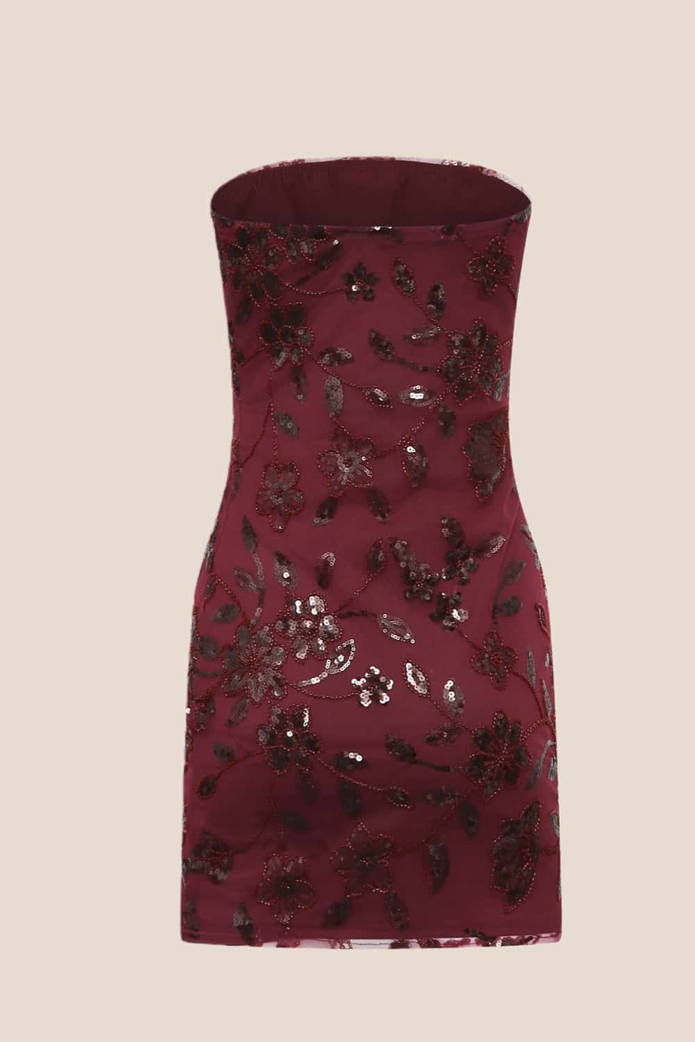 Purple Strapless Beaded Tight Mini Dress