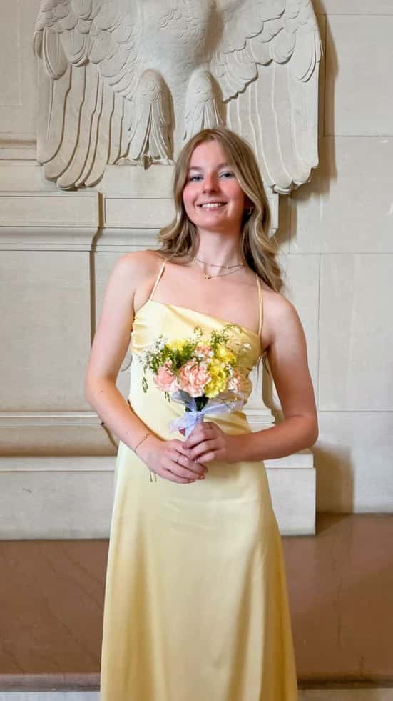 Spaghetti Straps Yellow Back Tie Long Dress
