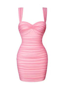 Pink Ruched Tight Dress