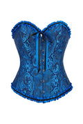 Royal Blue Jacquard Ruffle Bustier Corset