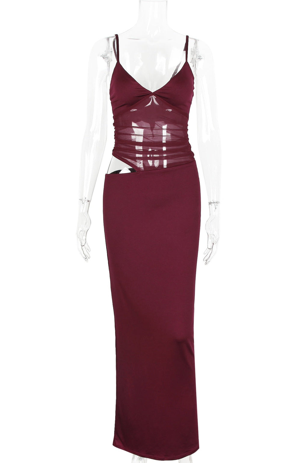 Pink Sheer Cutout Fitted Dress