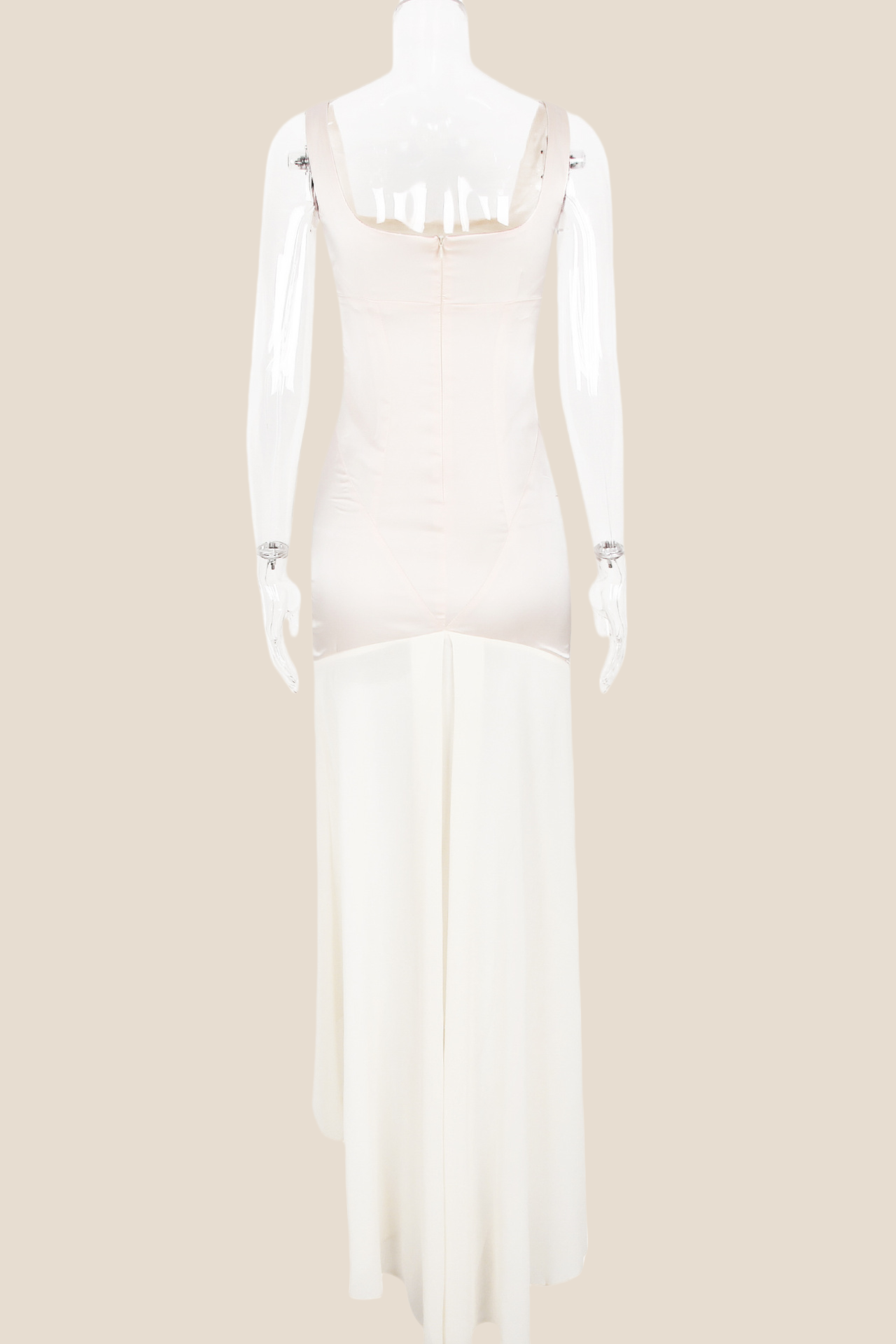 Square Neck Blue Chiffon Spliced Long Dress