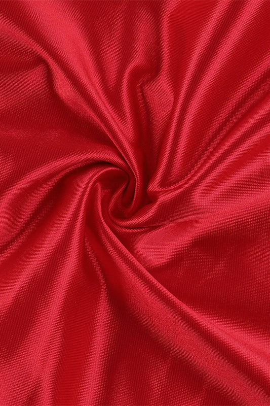Square Neck Red Ruffle Long Dress