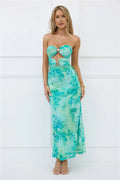 Body Language Strapless Maxi Dress Green