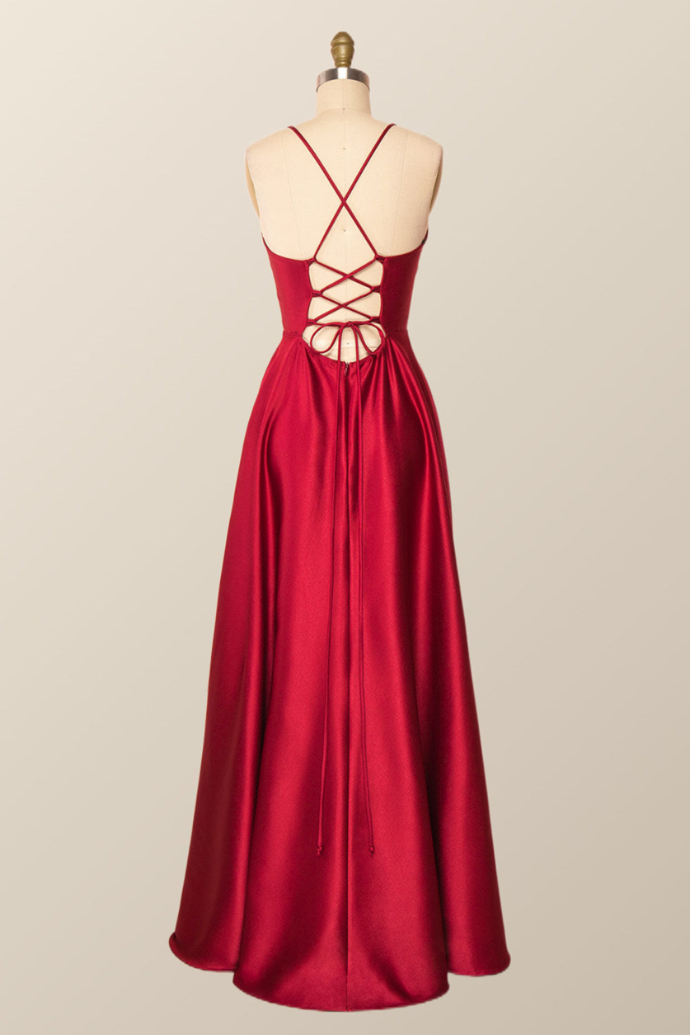 Simple Straps Red Long Party Dress