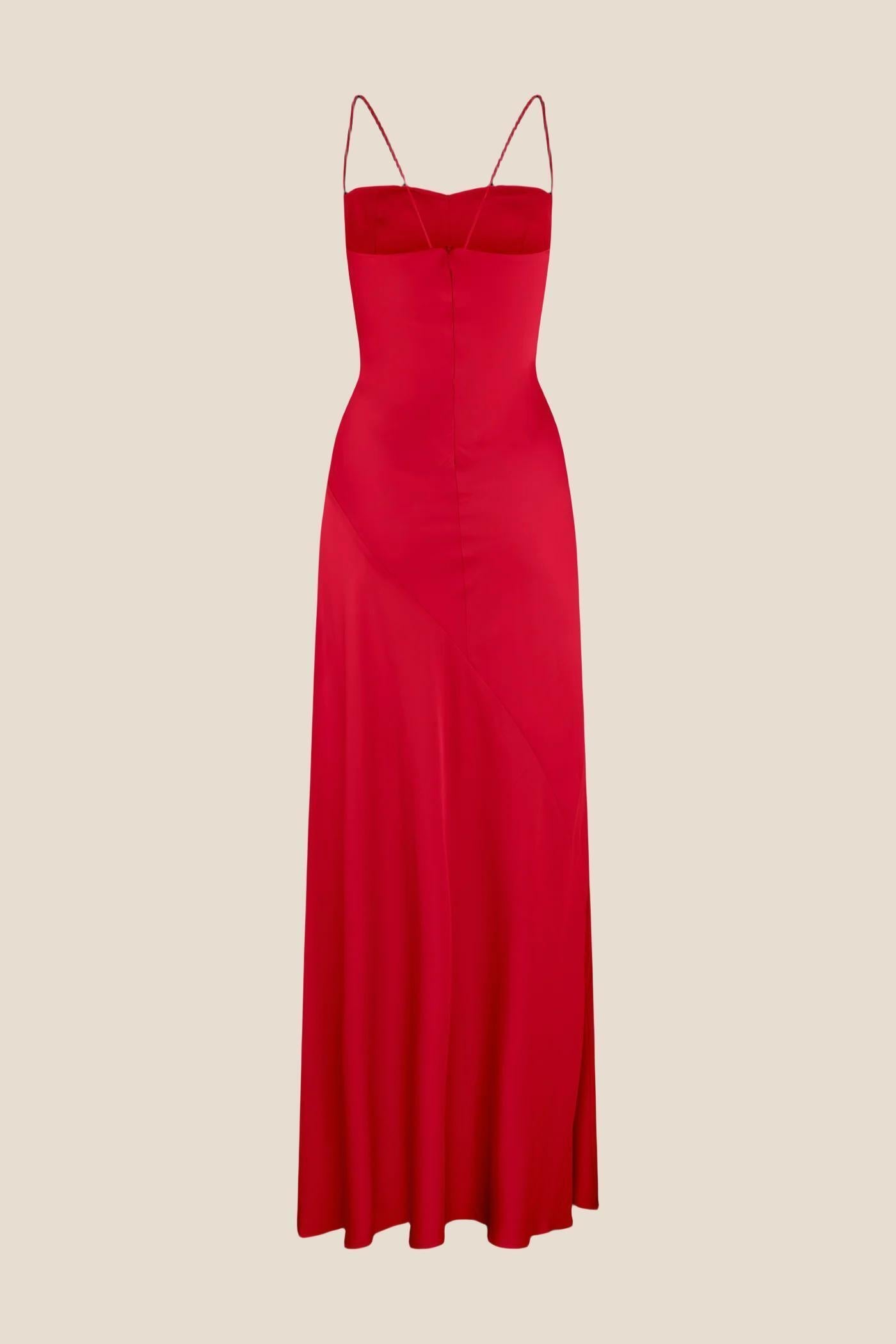 Spaghetti Straps Pink Long Dress with Slit